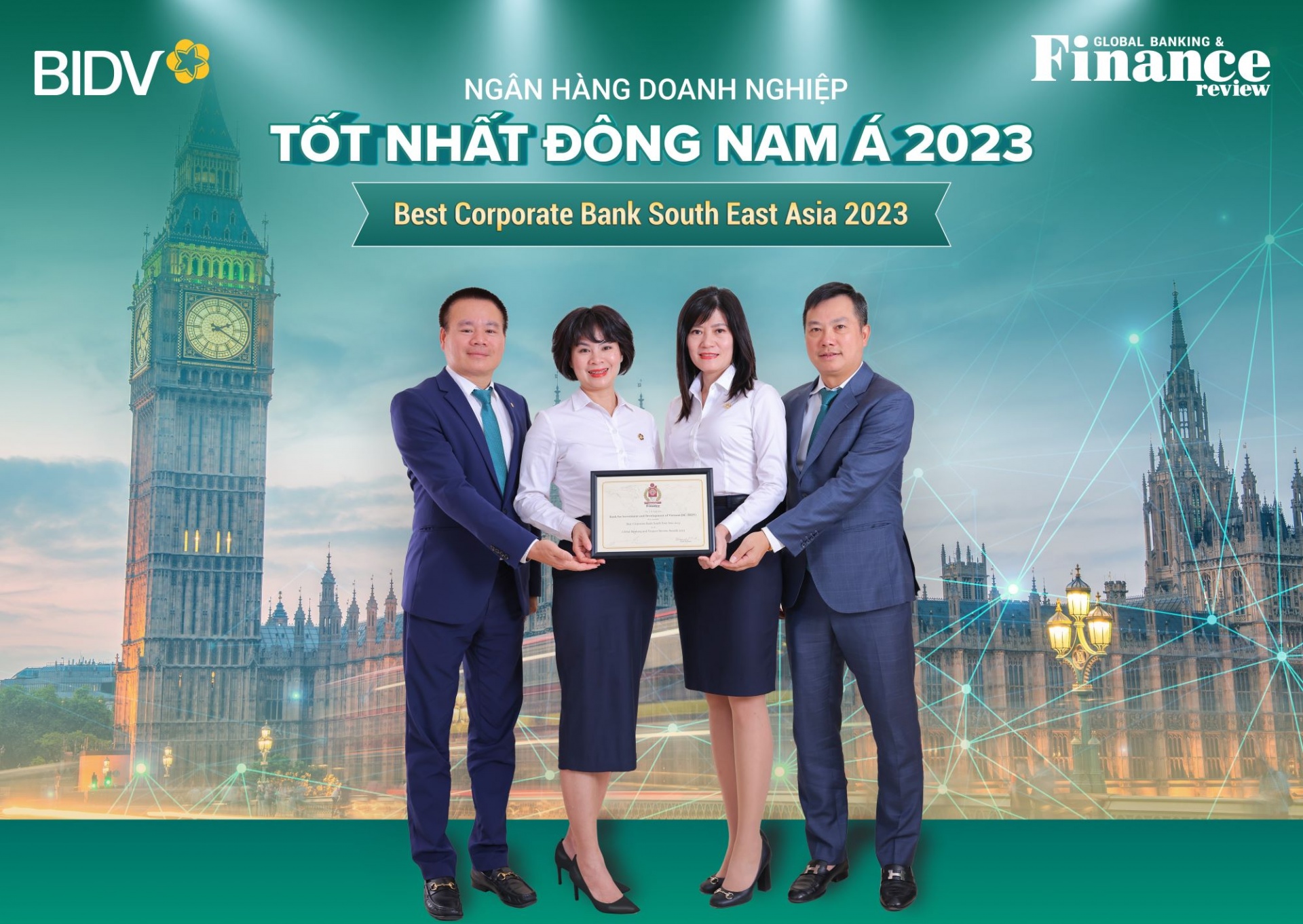 Đại diện BIDV nhận giải thưởng “Ngân hàng Doanh nghiệp tốt nhất Đông Nam Á năm 2023”. Đại diện BIDV nhận giải thưởng “Ngân hàng Doanh nghiệp tốt nhất Đông Nam Á năm 2023”.